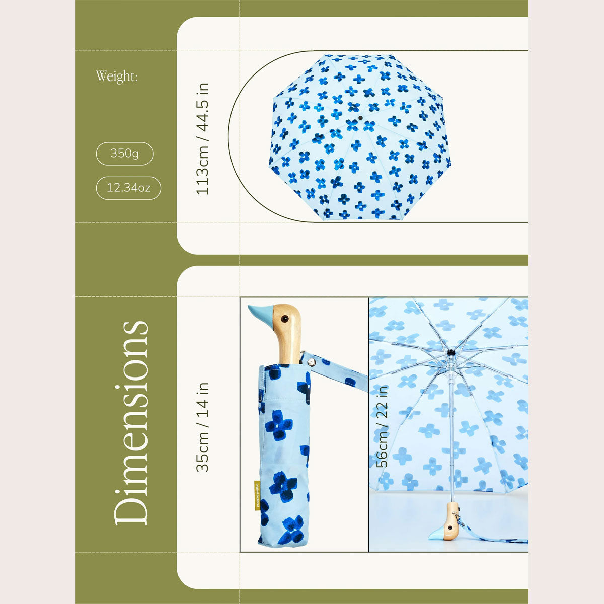 Floral Rain Eco-Friendly Compact Duck Umbrella - Original Duckhead