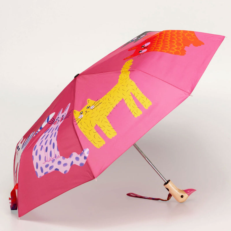 Fuchsia Arty Cats Compact Duck Umbrella - Original Duckhead