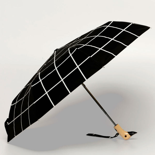 .Black Grid Compact Duck Umbrella
