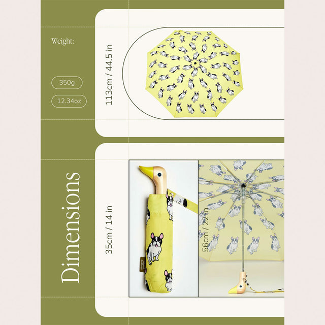 French Bulldog Yellow Eco-Friendly Compact Duck Umbrella - Original Duckhead