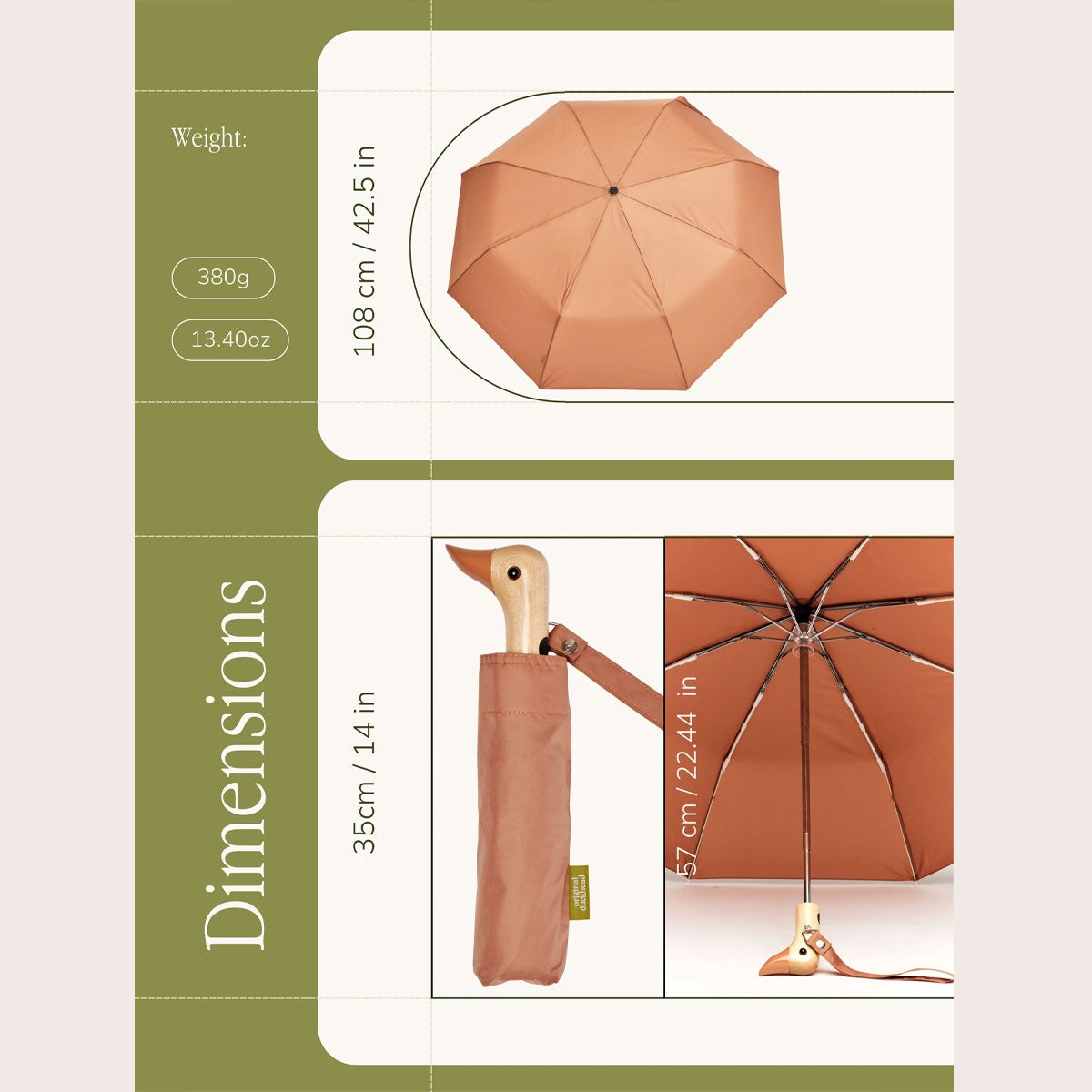 Mocha Mousse Compact Duck Umbrella - Original Duckhead