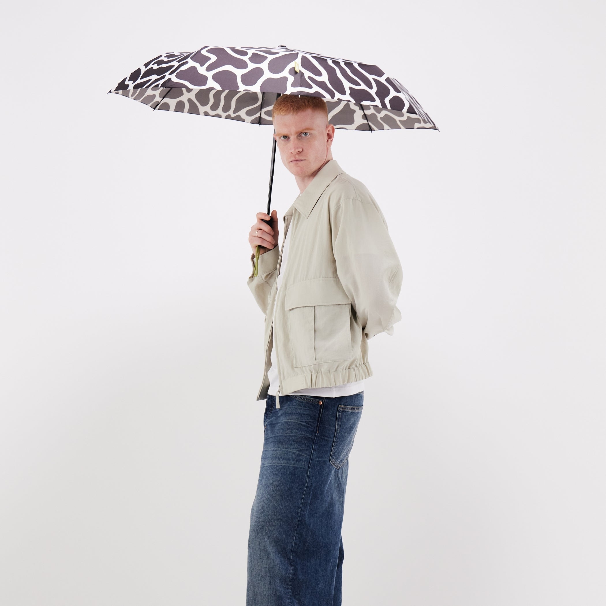Black & White Ripples Umbrella with Auto Open-Close