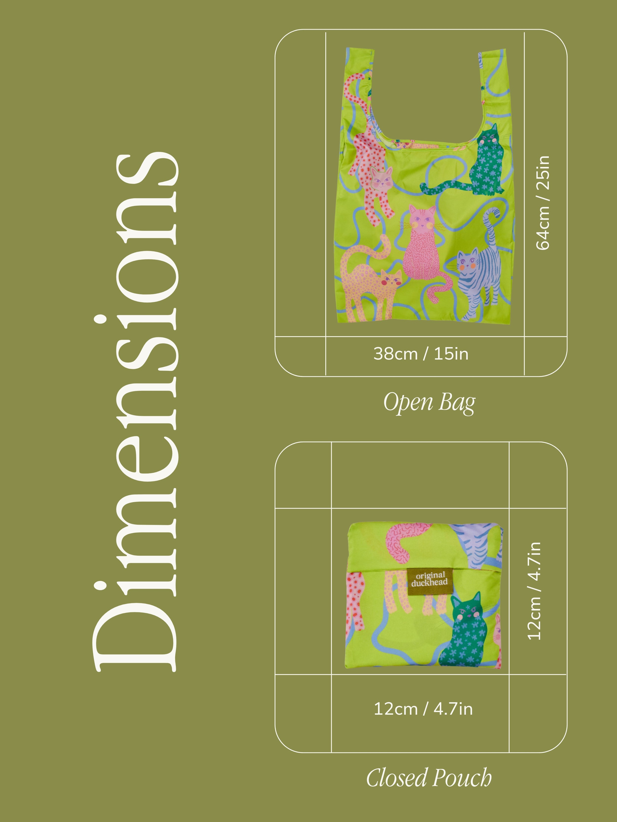 Lime Arty Cats Reusable Bag - Original Duckhead