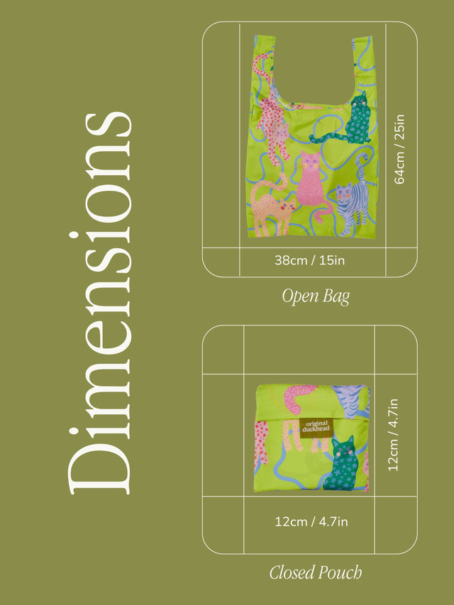 Lime Arty Cats Reusable Bag - Original Duckhead