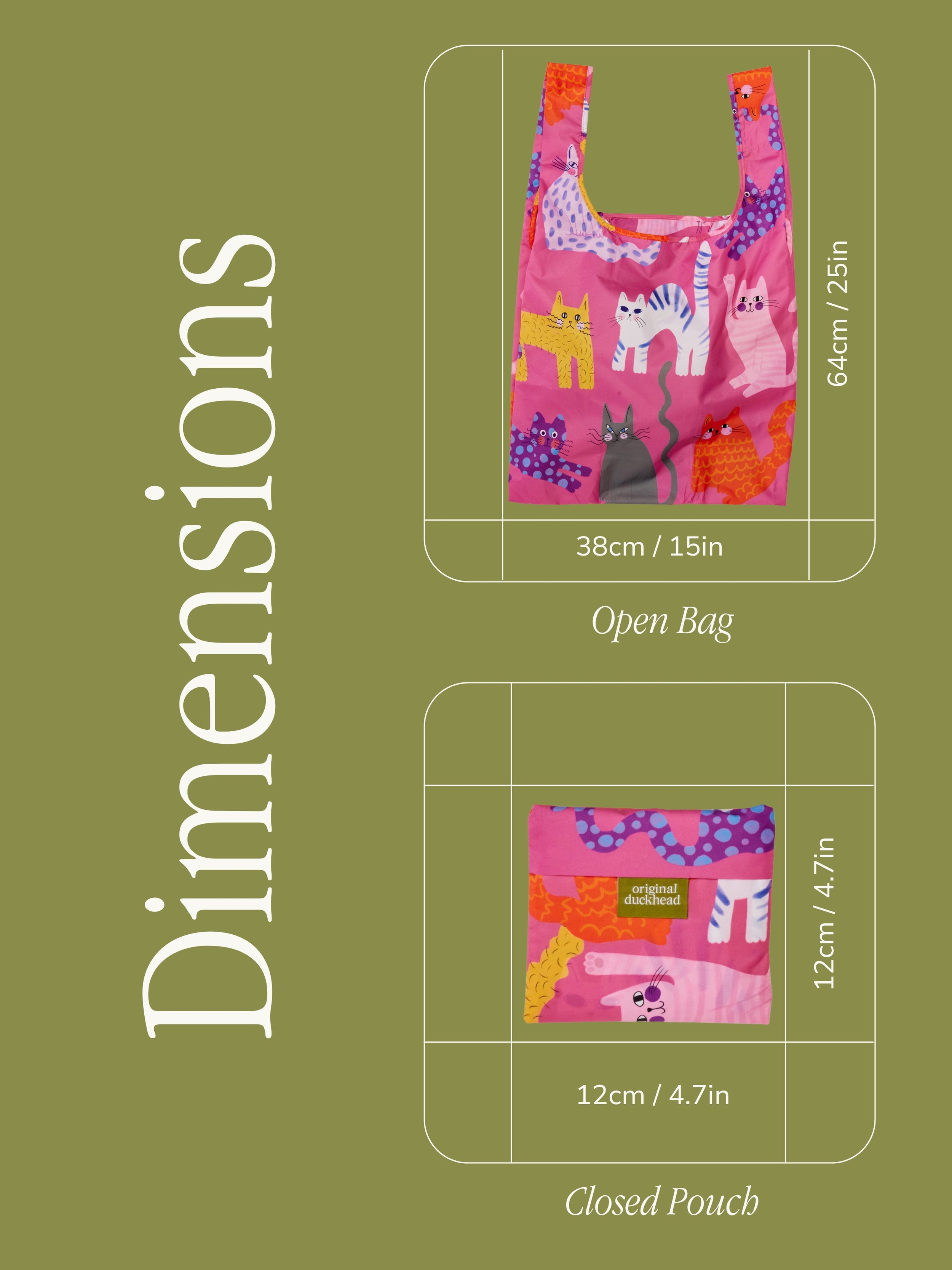 Fuchsia Arty Cats Reusable Bag - Original Duckhead