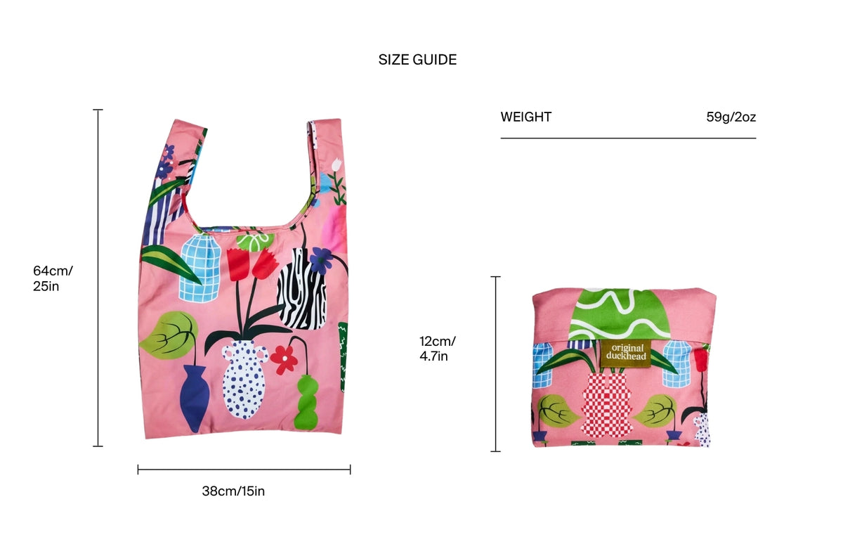 Size chart for Vases Tote Reusable Bag