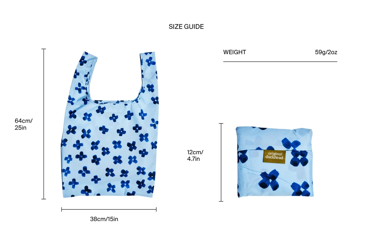 Size chart for Floral Rain Reusable Bag