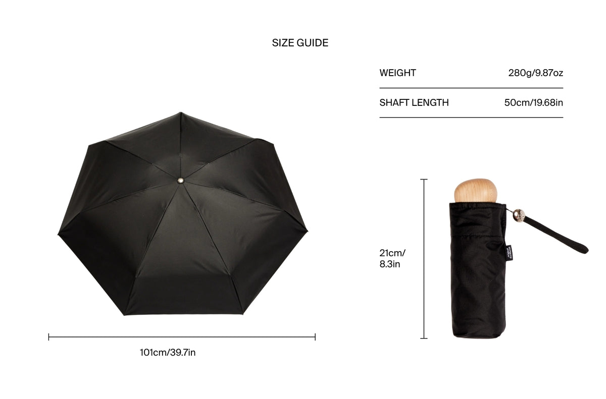 Size chart for Black Ultra Compact Mini Umbrella