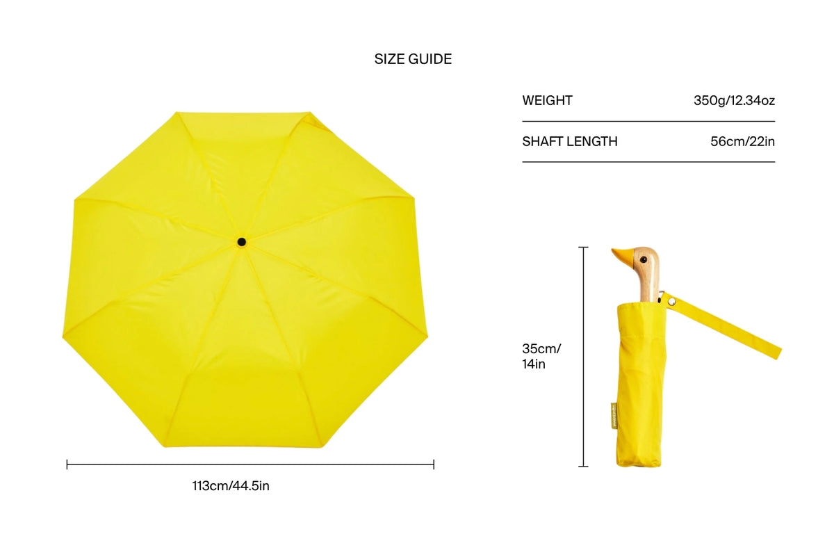 Size chart for Yellow Duck Umbrella