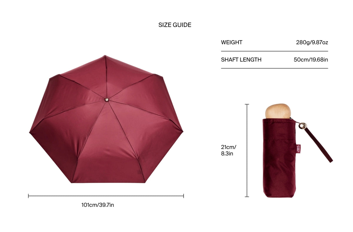 Size chart for Cherry Ultra Compact Mini Umbrella