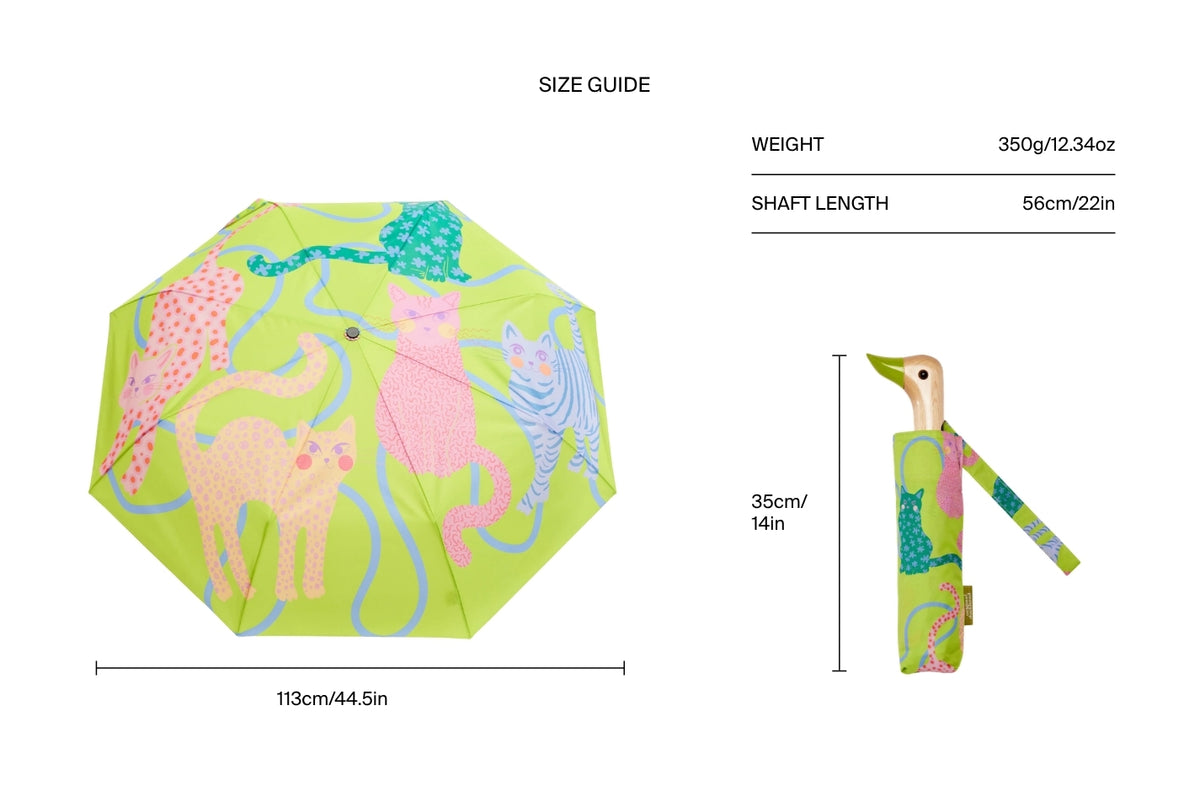 Size chart for Lime Arty Cats Duck Umbrella