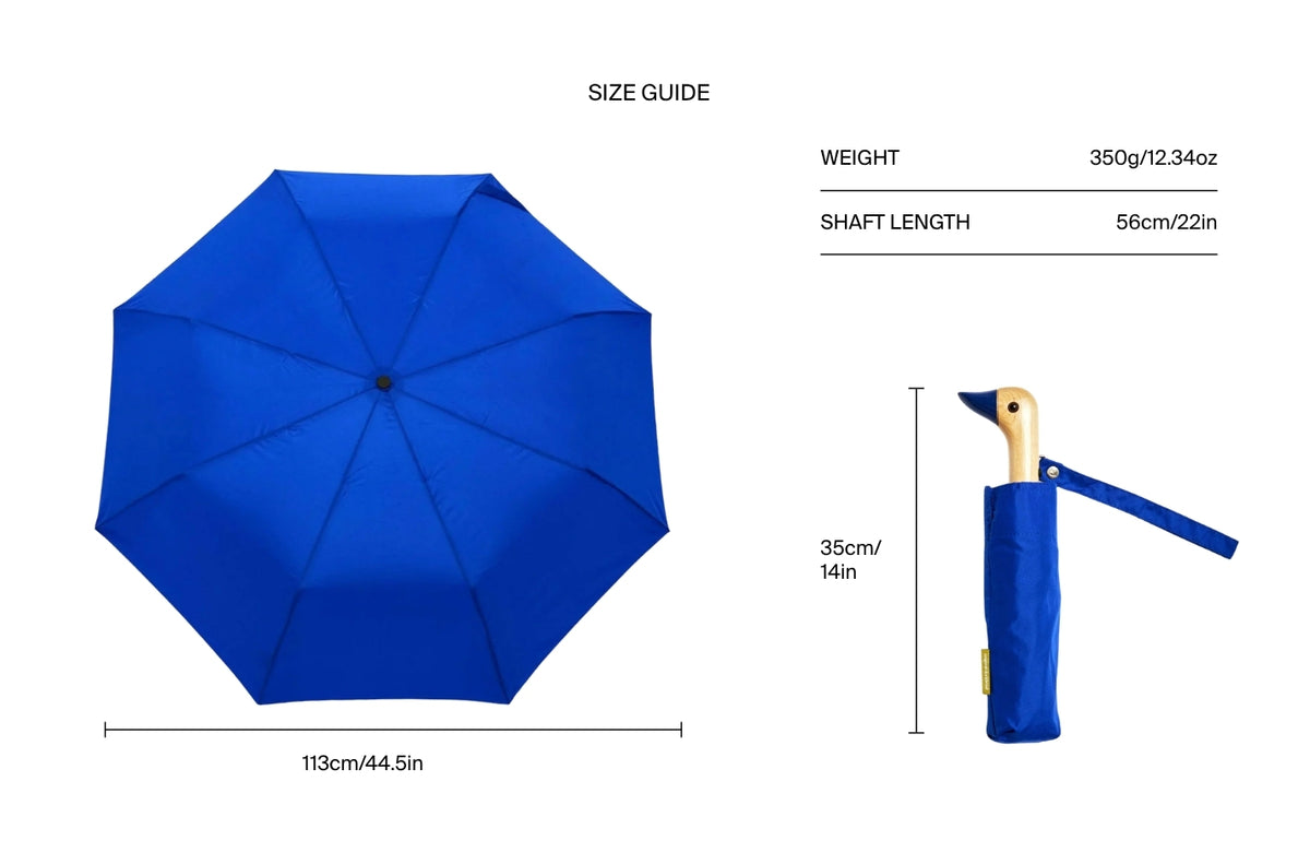 Size chart for Cobalt Blue Duck Umbrella