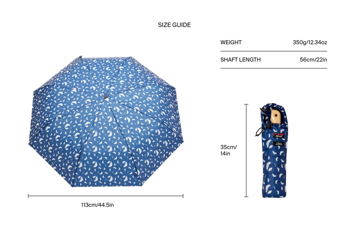 Size chart for Sleep-Friendly Navy Nanga Compact Duck Umbrella