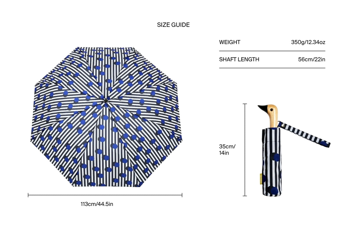 Size chart for Polkastripe Duck Umbrella