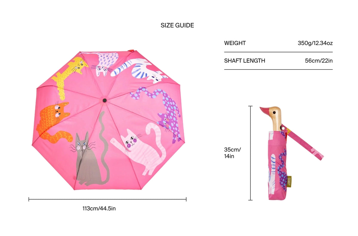 Size chart for Fuchsia Arty Cats Duck Umbrella