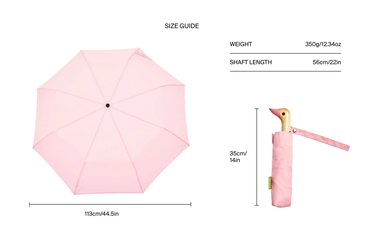 Size chart for Powder Pink Duck Umbrella