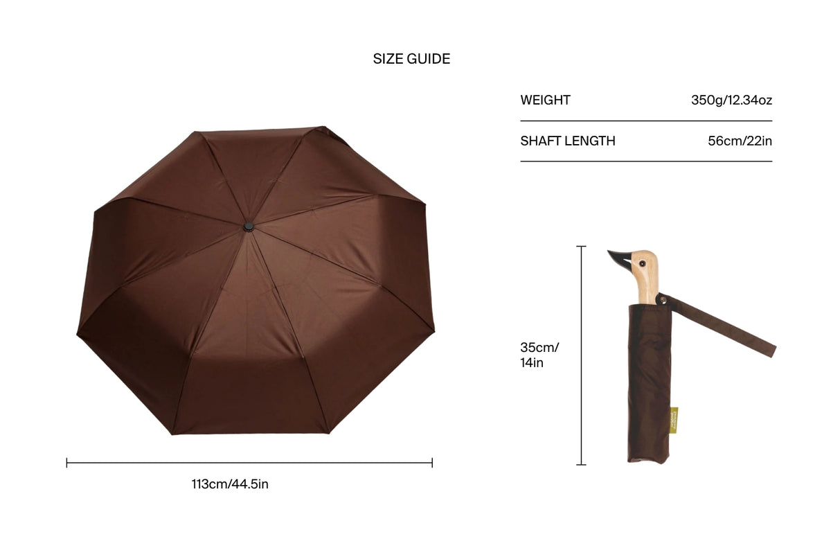 Size chart for Espresso Duck Umbrella