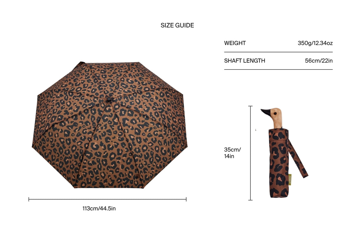 Size chart for Leopard Compact Duck Umbrella