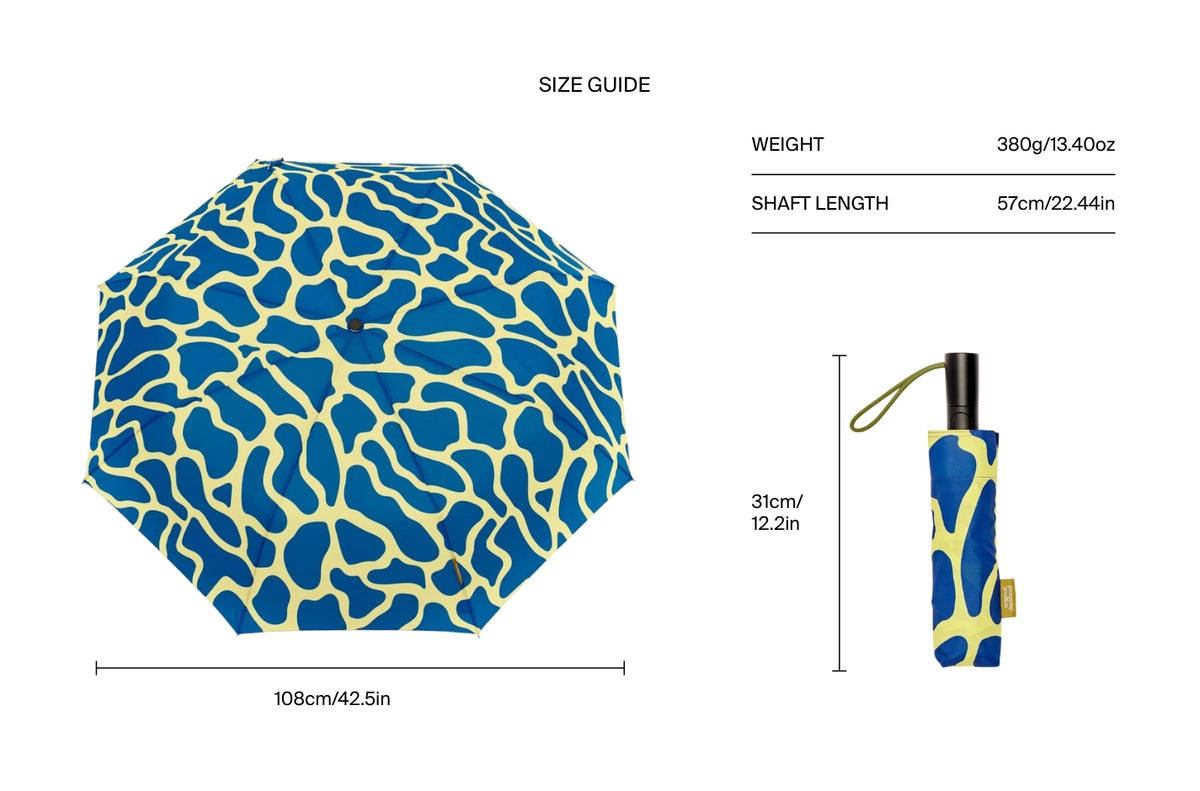 Size chart for Blue Ripples Umbrella with Auto Open-Close