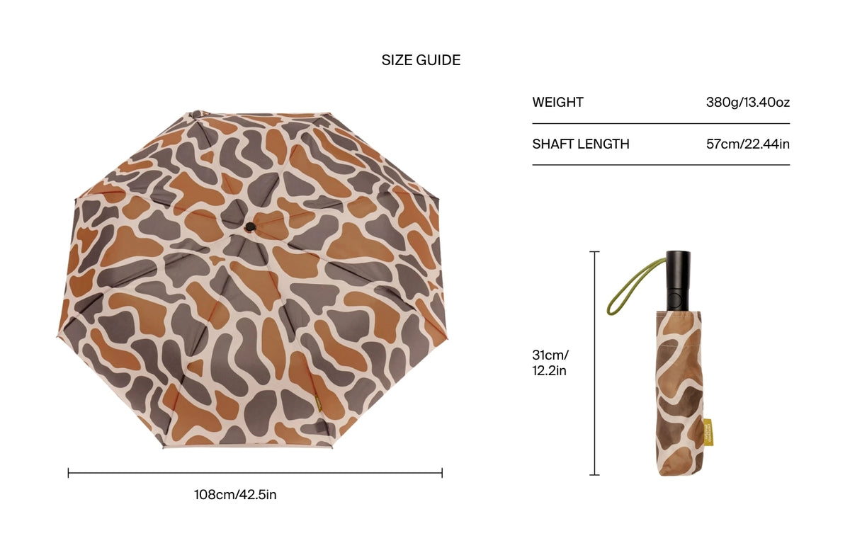 Size chart for Taupe Ripples Umbrella with Auto Open-Close