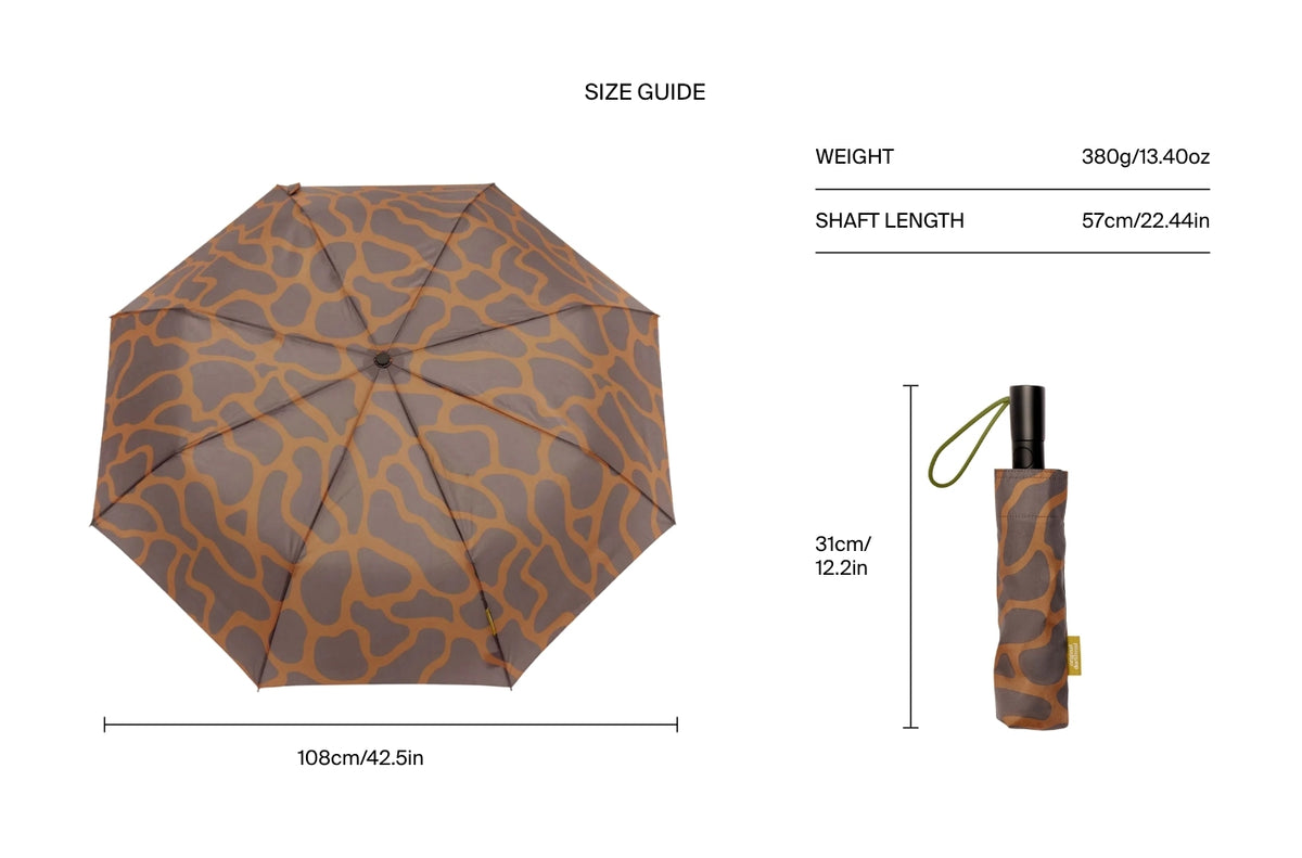 Size chart for Coffee Ripples Umbrella with Auto Open-Close