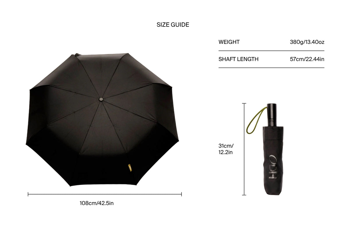 Size chart for Black Umbrella with Auto Open-Close