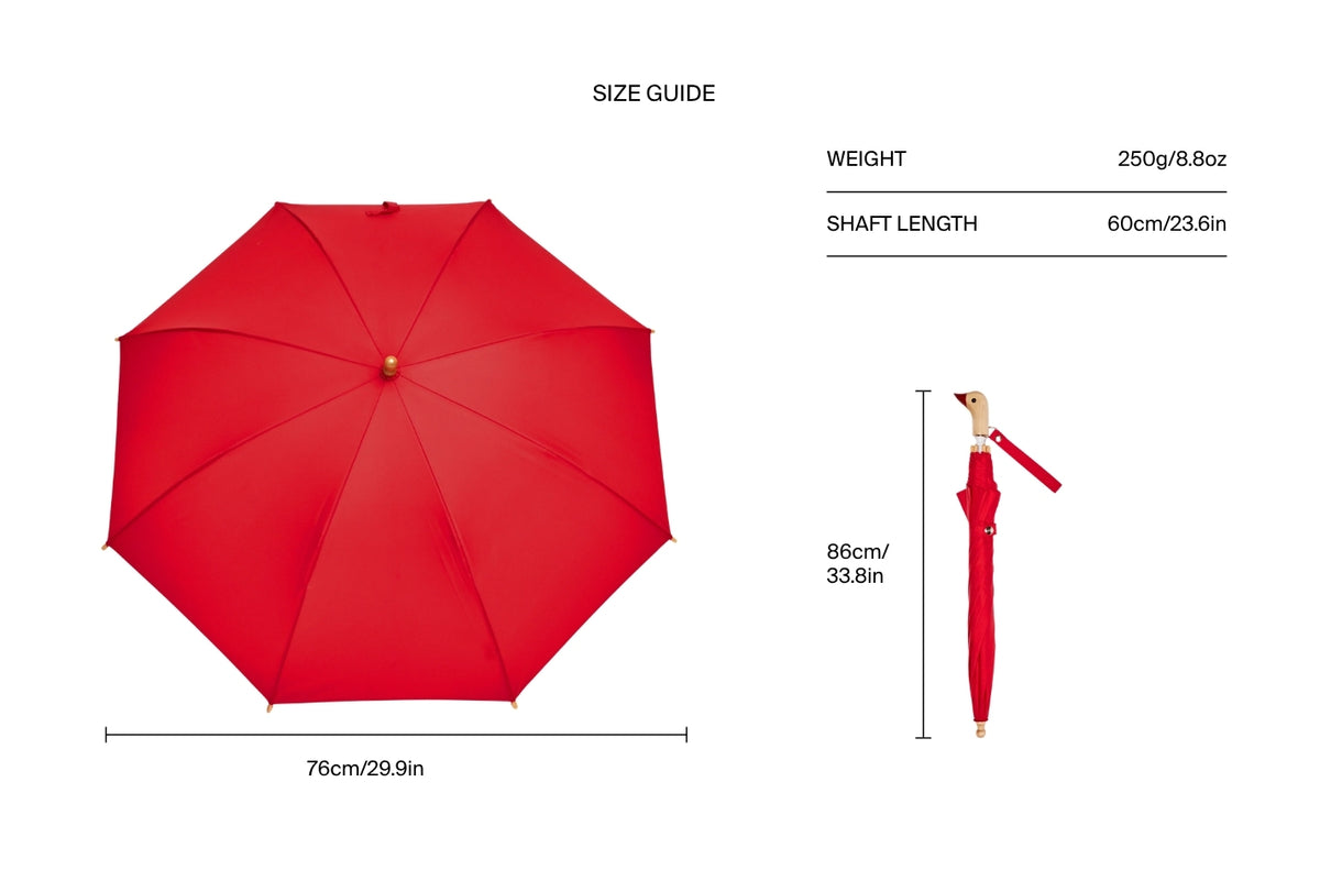 Size chart for Red Duckling Kids Umbrella