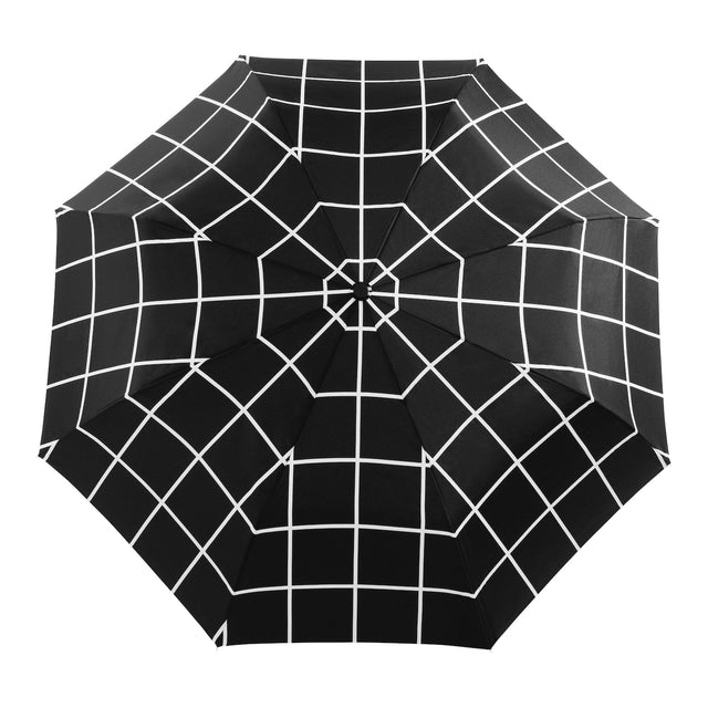 .Black Grid Compact Duck Umbrella