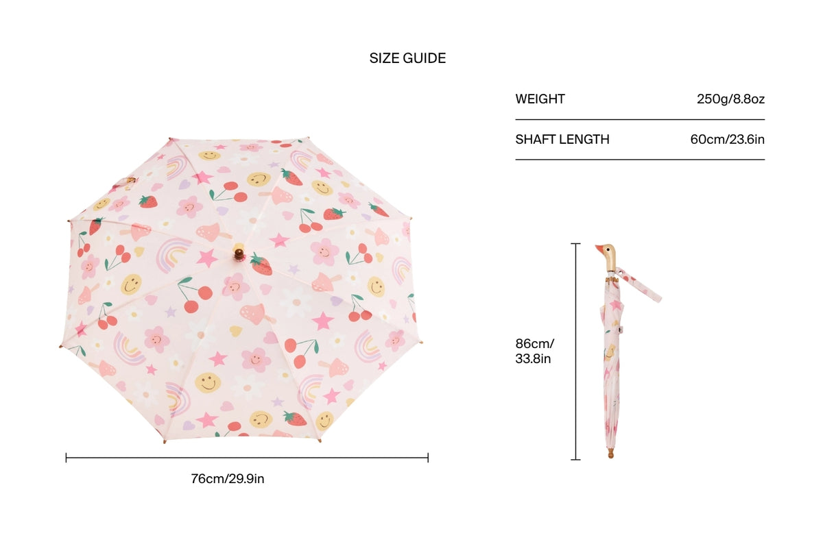 Size chart for Original Duckhead x Meri Meri Happy Icons Duckling Kids Umbrella