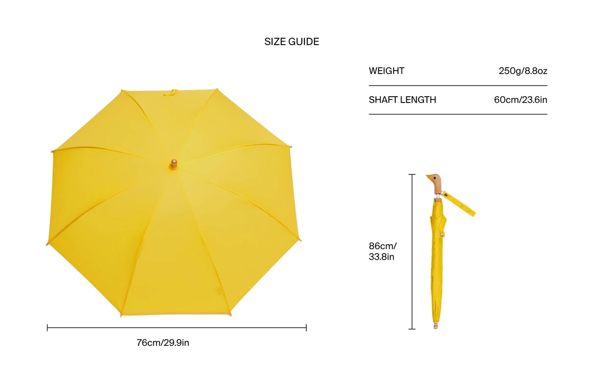 Size chart for Yellow Duckling Kids Umbrella