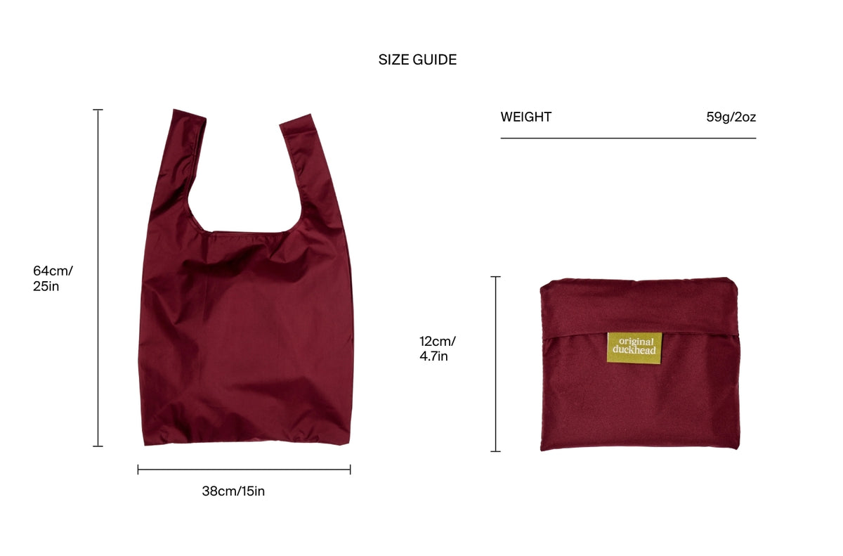 Size chart for Cherry Reusable Bag