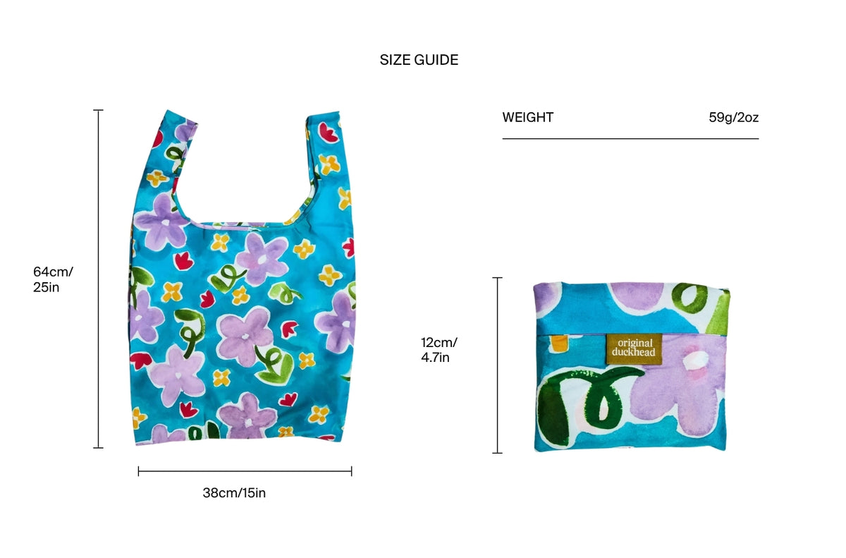 Size chart for Lila's Dream Reusable Bag