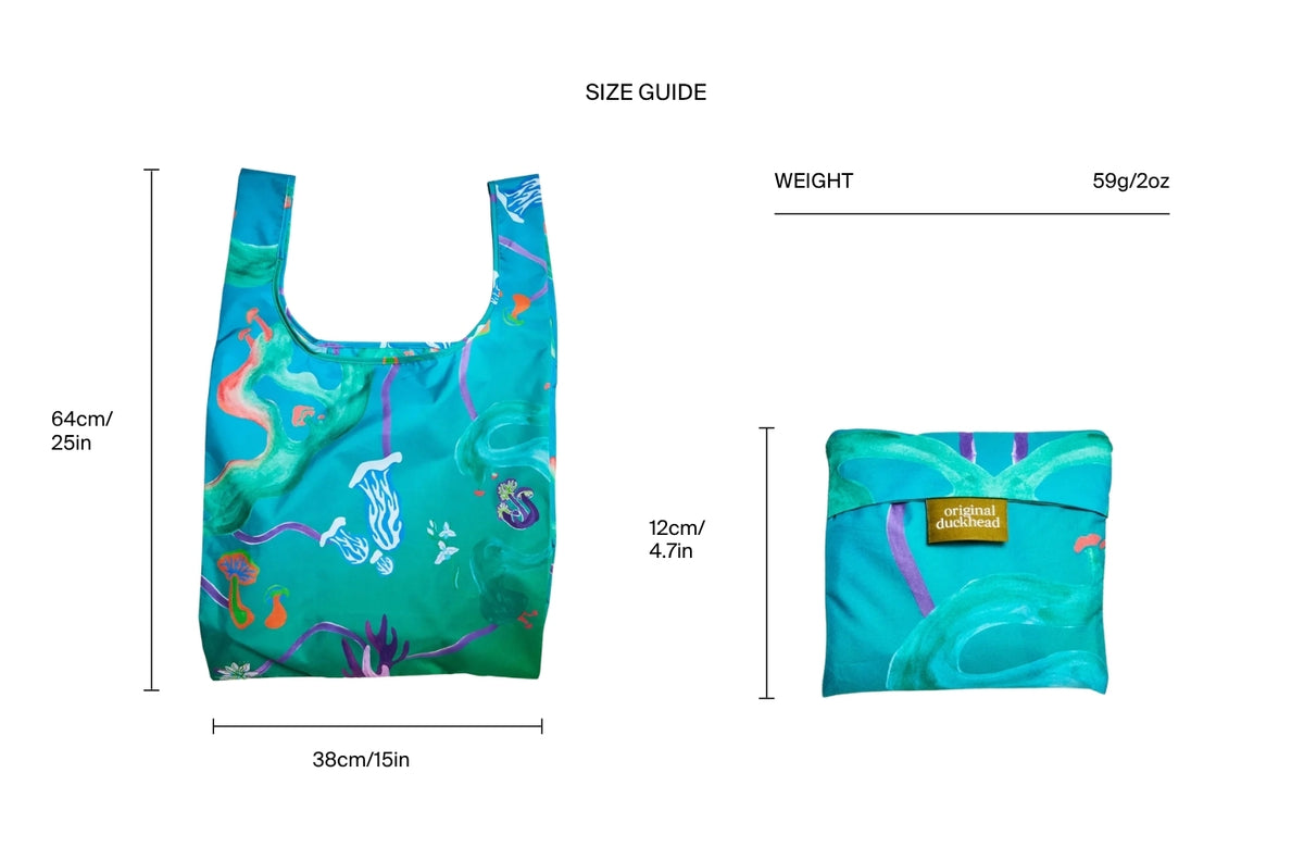 Size chart for Aqua Fungi Reusable Bag