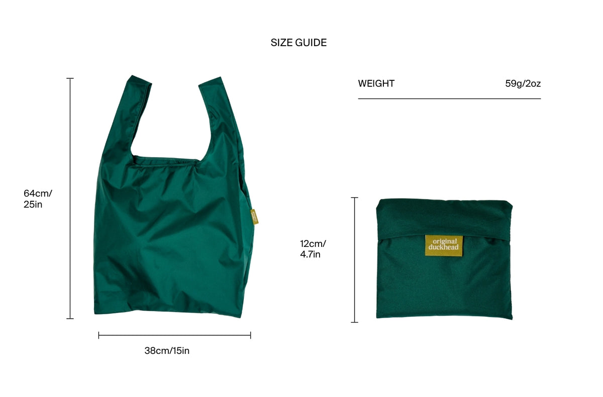 Size chart for Forest Reusable Bag