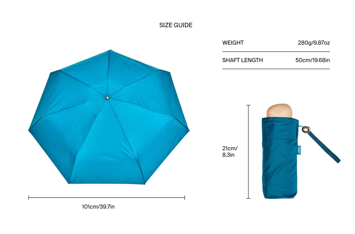 Size chart for Teal Ultra Compact Mini Umbrella