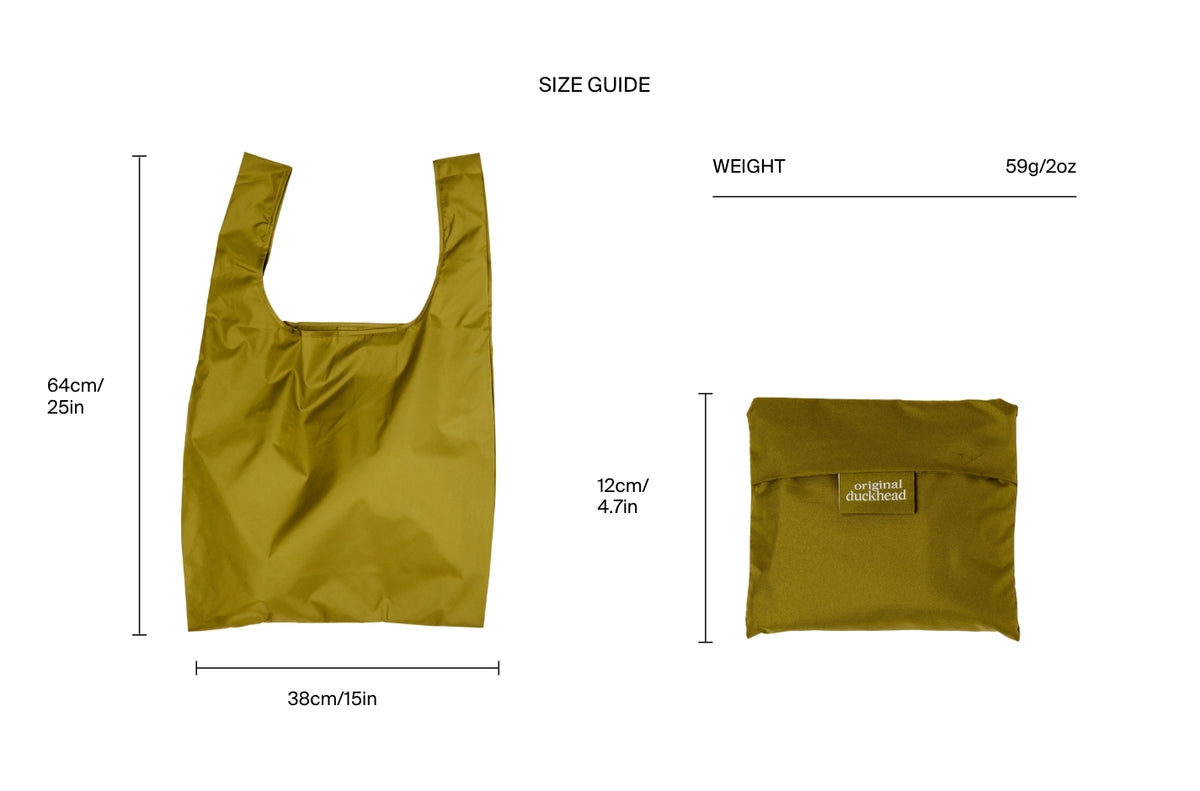 Size chart for Olive Reusable Bag