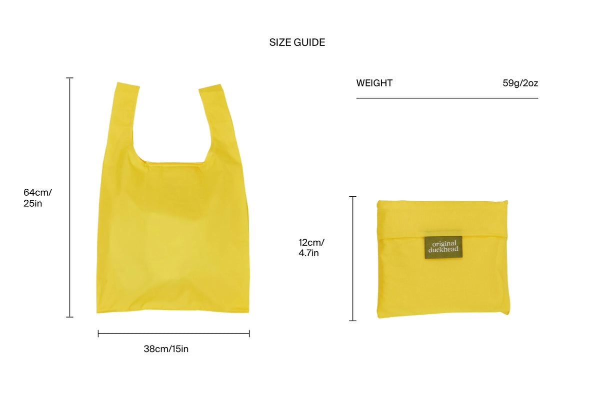 Size chart for Yellow Reusable Bag
