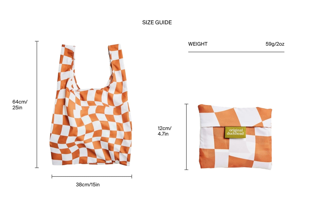 Size chart for Peanut Butter Checkers Reusable Bag