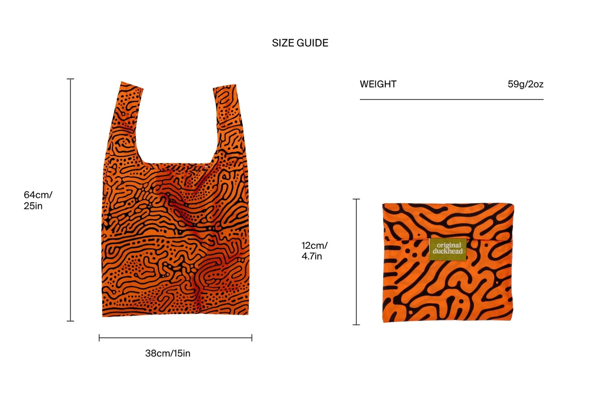 Size chart for Ferrofluid Reusable Bag