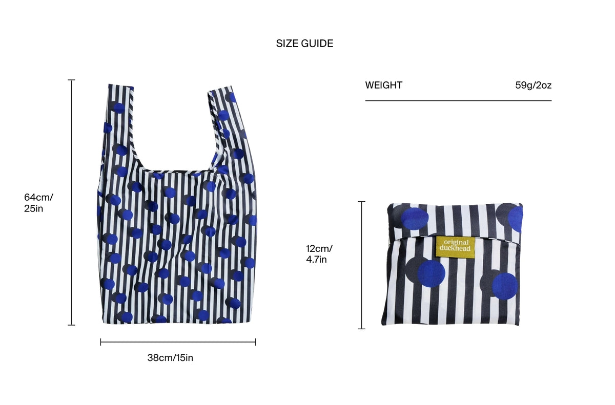 Size chart for Polka Stripe Reusable Bag
