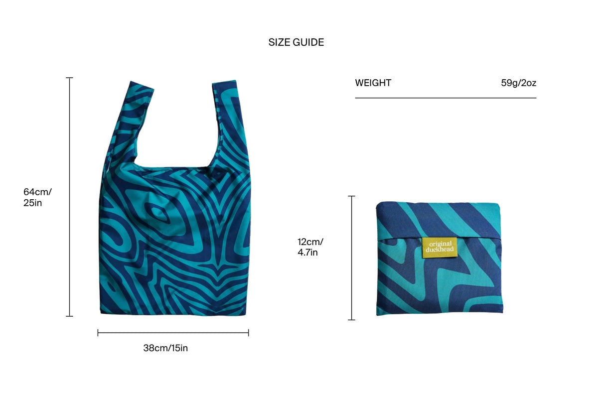 Size chart for Swirl in Blue Reusable Bag