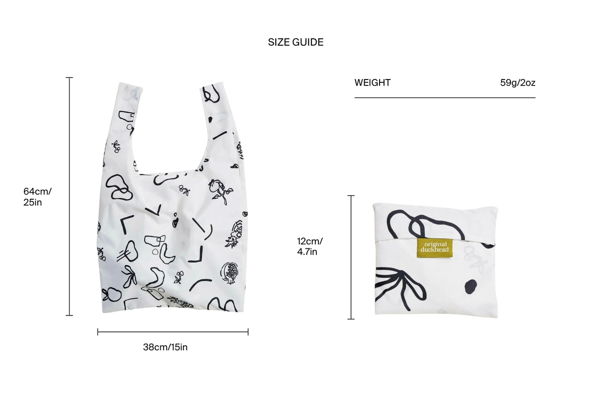 Size chart for Fruits & Shapes Reusable Bag