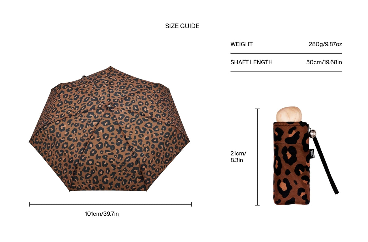 Size chart for Leopard Ultra Compact Mini Umbrella