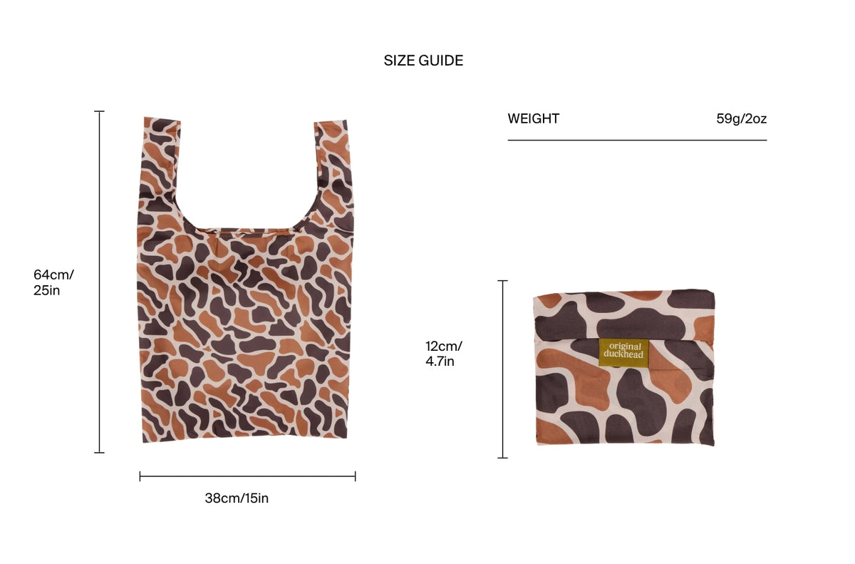 Size chart for Taupe Ripples Reusable Bag