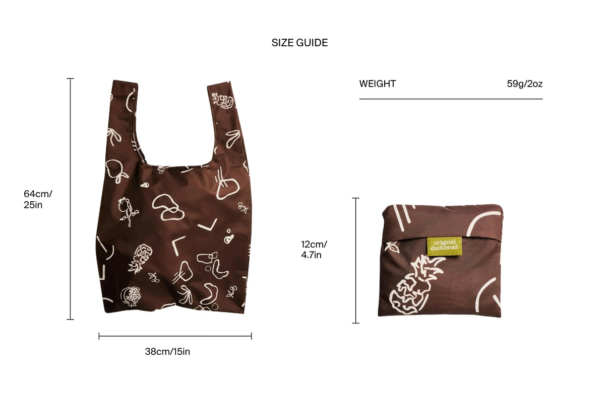 Size chart for Chocolate Fruits & Shapes Reusable Bag