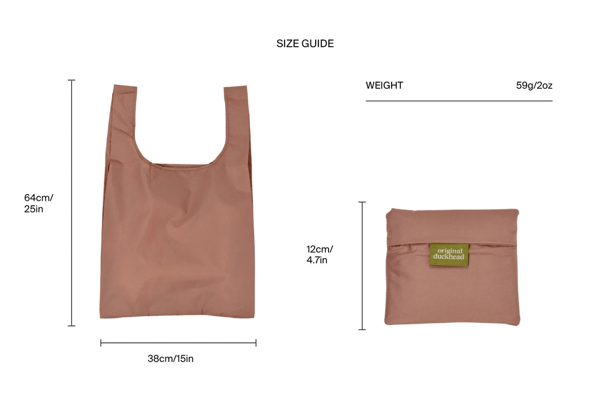 Size chart for Mocha Mousse Reusable Bag