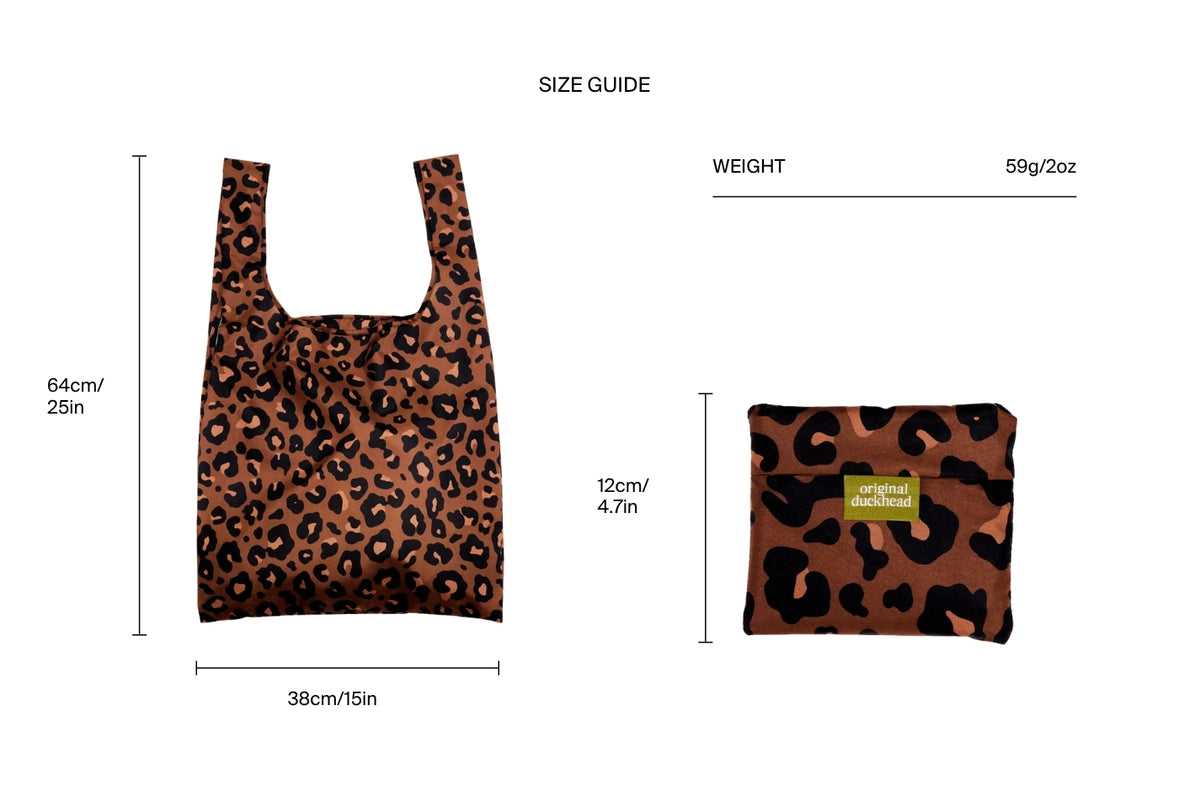 Size chart for Leopard Reusable Bag