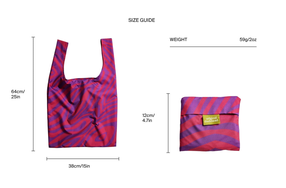 Size chart for Swirl in Pink Reusable Bag