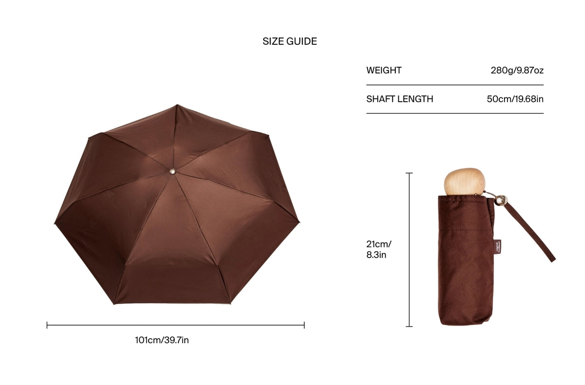 Size chart for Espresso Ultra Compact Mini Umbrella