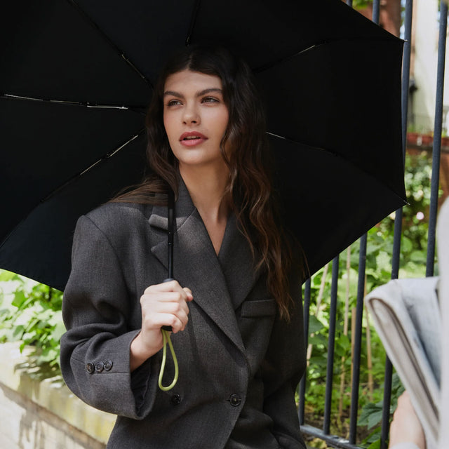 Black Daily Compact Umbrella with Automatic Open-Close Function